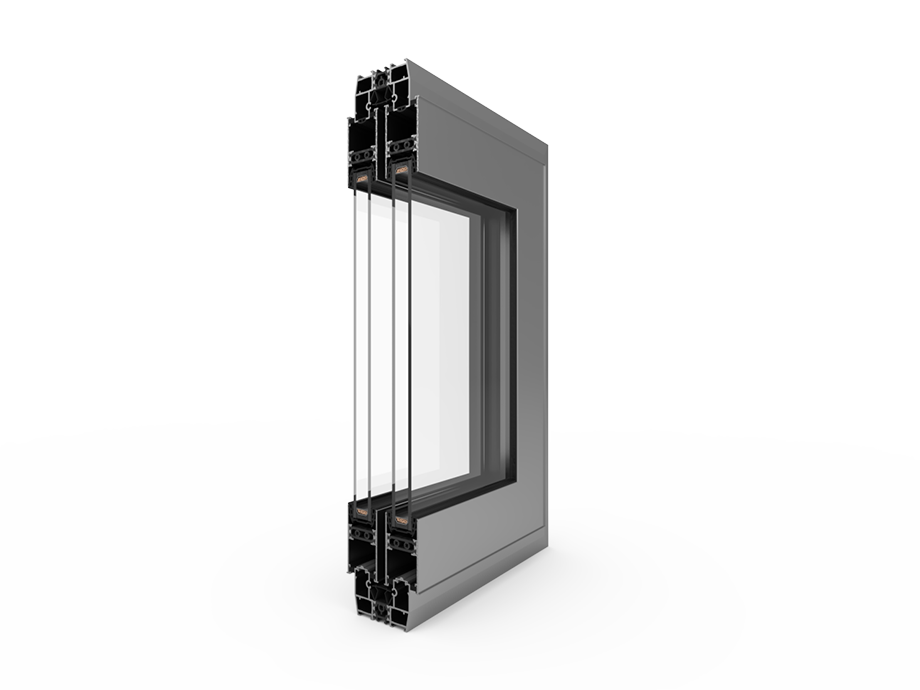 Achterzijde afbeelding van het Modernslide schuifdeursysteem met doorsnede.